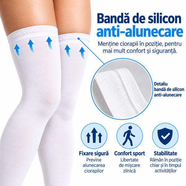 Bandă elastică superioară cu silicon anti-alunecare